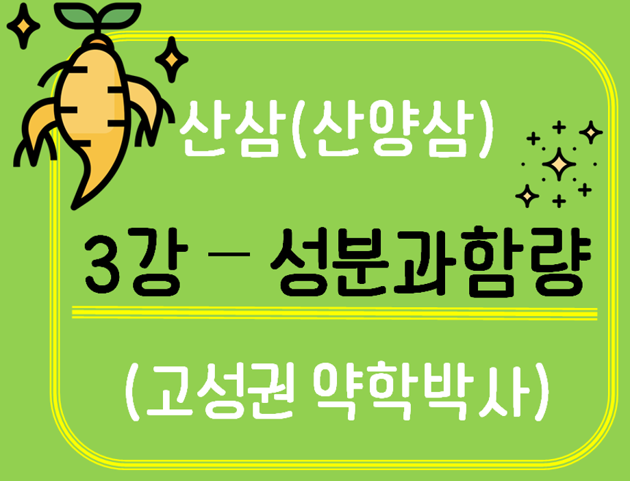 [생약알아보기] 산삼(산양삼)_3강 성분과 함량 